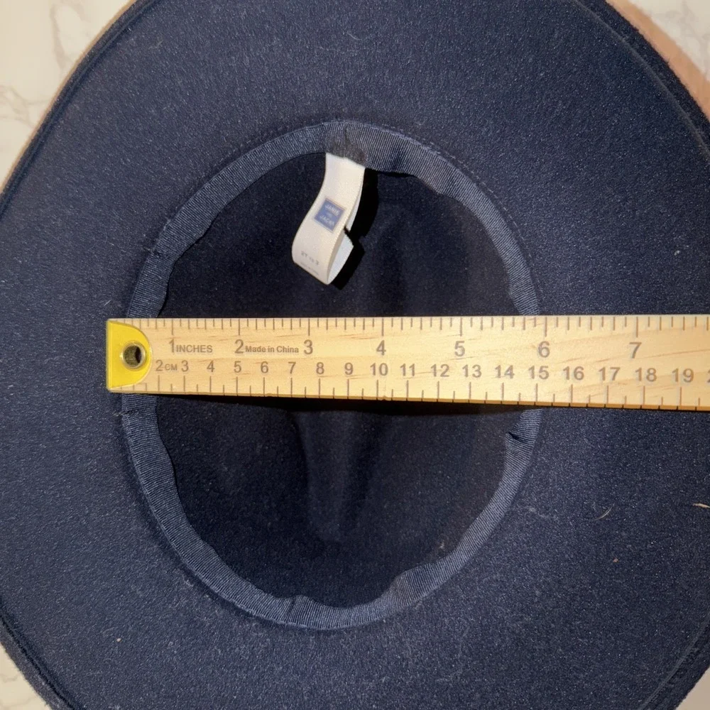 Fall Navy Felt Wide Brim Hat W/Brown Band By Janie and Jack For Kids 2-3T Preppy